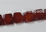 CAA146 15.5 inches 12*14mm faceted cube red agate gemstone beads