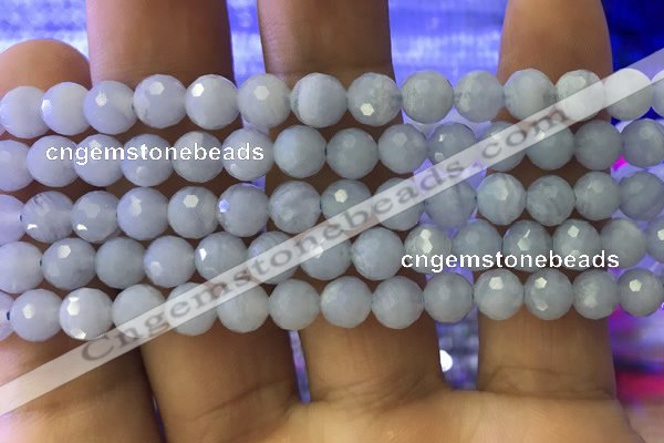 CAA1460 15.5 inches 6mm faceted round blue lace agate beads