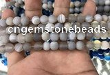 CAA1470 15.5 inches 6mm round matte banded agate beads wholesale