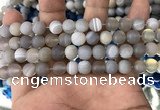 CAA1471 15.5 inches 8mm round matte banded agate beads wholesale