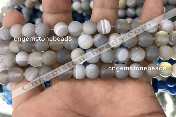 CAA1471 15.5 inches 8mm round matte banded agate beads wholesale