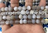 CAA1472 15.5 inches 10mm round matte banded agate beads wholesale