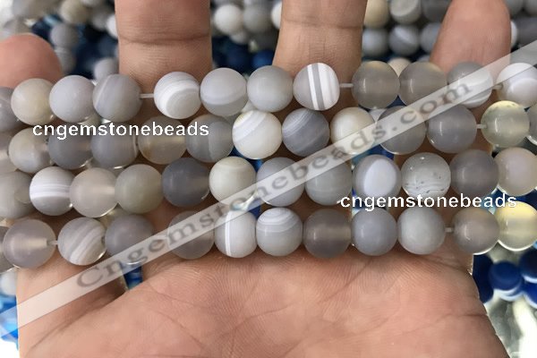 CAA1472 15.5 inches 10mm round matte banded agate beads wholesale