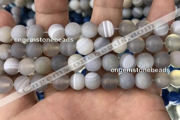 CAA1473 15.5 inches 12mm round matte banded agate beads wholesale