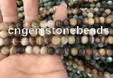 CAA1475 15.5 inches 6mm round matte banded agate beads wholesale