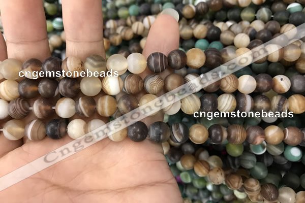 CAA1475 15.5 inches 6mm round matte banded agate beads wholesale