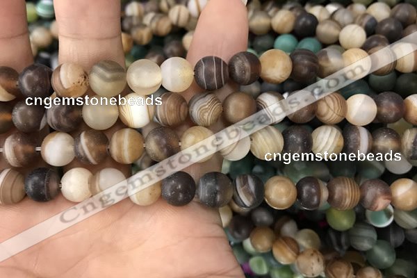 CAA1477 15.5 inches 10mm round matte banded agate beads wholesale