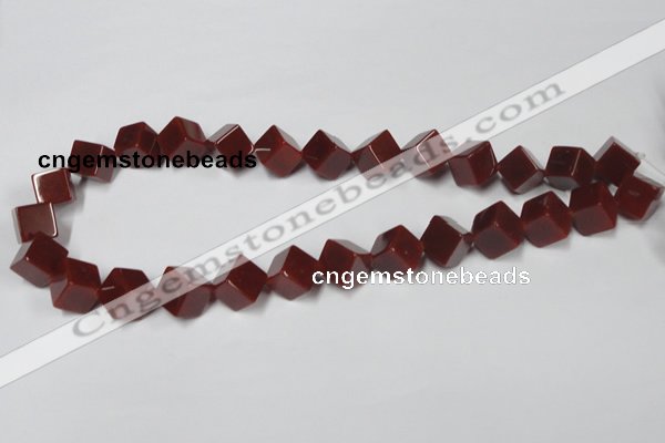 CAA148 15.5 inches 10*10mm cube red agate gemstone beads