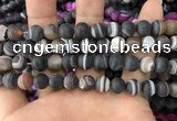 CAA1482 15.5 inches 10mm round matte banded agate beads wholesale