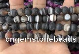 CAA1483 15.5 inches 12mm round matte banded agate beads wholesale