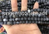 CAA1485 15.5 inches 6mm round matte banded agate beads wholesale