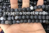 CAA1487 15.5 inches 10mm round matte banded agate beads wholesale