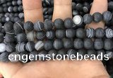 CAA1488 15.5 inches 12mm round matte banded agate beads wholesale