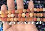 CAA1491 15.5 inches 8mm round matte banded agate beads wholesale