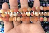 CAA1492 15.5 inches 10mm round matte banded agate beads wholesale