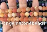 CAA1493 15.5 inches 12mm round matte banded agate beads wholesale