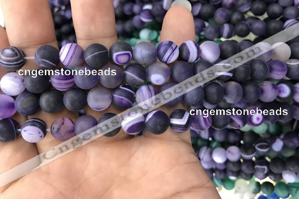 CAA1495 15.5 inches 6mm round matte banded agate beads wholesale