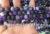 CAA1496 15.5 inches 8mm round matte banded agate beads wholesale