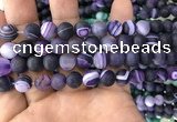 CAA1497 15.5 inches 10mm round matte banded agate beads wholesale