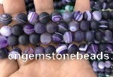 CAA1498 15.5 inches 12mm round matte banded agate beads wholesale