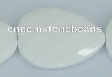 CAA15 15.5 inches 30*40mm faceted flat teardrop white agate beads