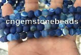 CAA1507 15.5 inches 10mm round matte banded agate beads wholesale