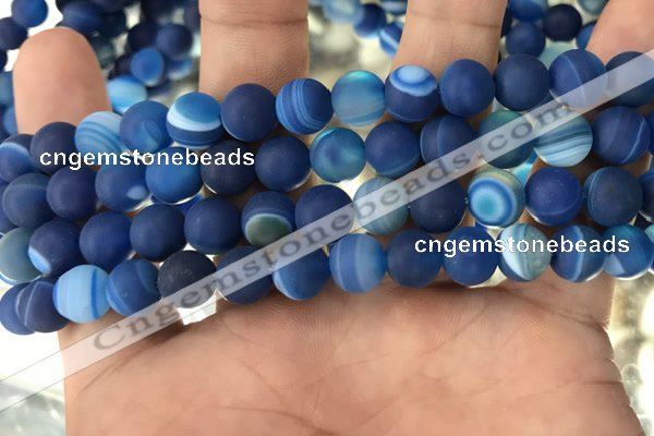 CAA1507 15.5 inches 10mm round matte banded agate beads wholesale