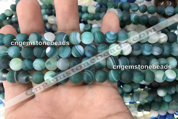 CAA1510 15.5 inches 6mm round matte banded agate beads wholesale