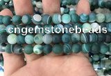 CAA1512 15.5 inches 10mm round matte banded agate beads wholesale