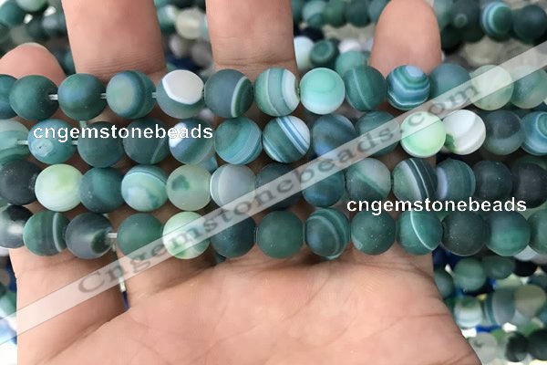 CAA1512 15.5 inches 10mm round matte banded agate beads wholesale