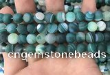 CAA1513 15.5 inches 12mm round matte banded agate beads wholesale