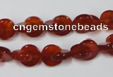 CAA152 15.5 inches 10*10mm curved moon red agate gemstone beads