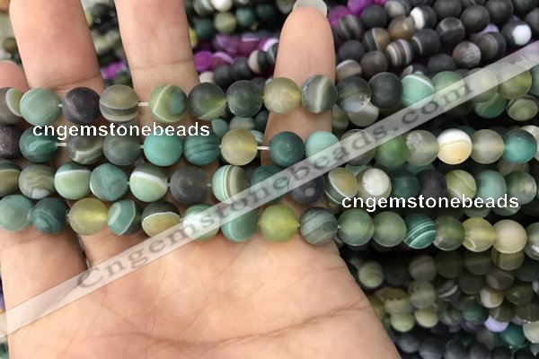 CAA1520 15.5 inches 6mm round matte banded agate beads wholesale