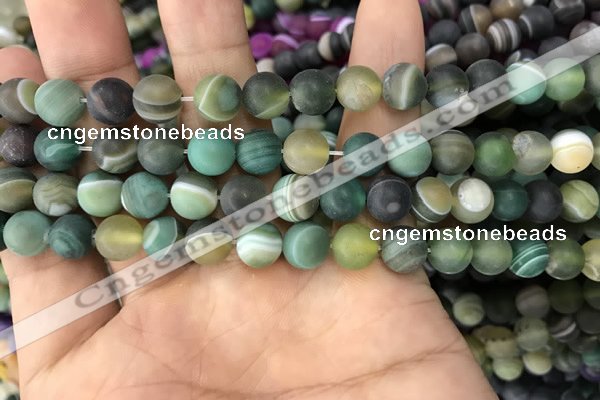 CAA1521 15.5 inches 8mm round matte banded agate beads wholesale