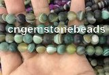 CAA1522 15.5 inches 10mm round matte banded agate beads wholesale