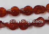 CAA153 15.5 inches 12*12mm curved moon red agate gemstone beads