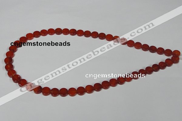 CAA154 15.5 inches 8mm coin red agate gemstone beads