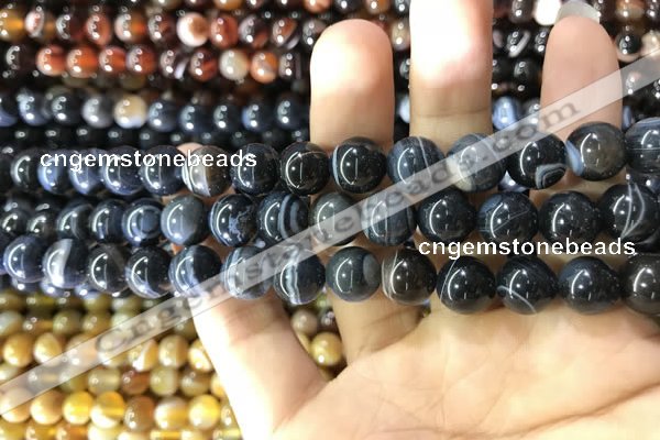 CAA1544 15.5 inches 8mm round banded agate beads wholesale