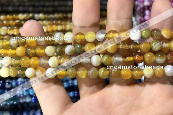 CAA1549 15.5 inches 6mm round banded agate beads wholesale