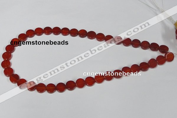 CAA155 15.5 inches 10mm coin red agate gemstone beads