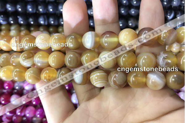 CAA1552 15.5 inches 12mm round banded agate beads wholesale