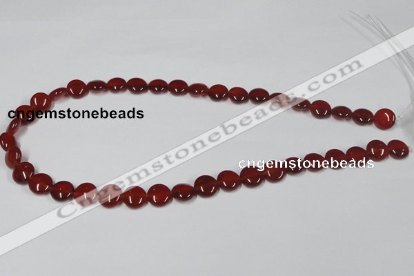 CAA156 15.5 inches 10mm flat round red agate gemstone beads