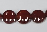 CAA157 15.5 inches 15mm flat round red agate gemstone beads