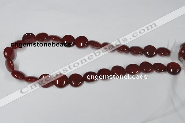 CAA157 15.5 inches 15mm flat round red agate gemstone beads