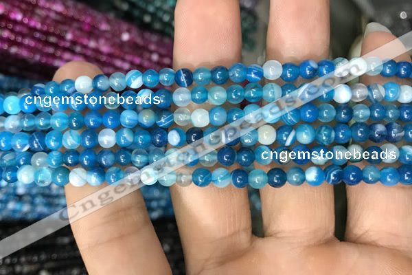 CAA1572 15.5 inches 4mm round banded agate beads wholesale