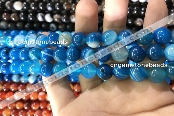CAA1575 15.5 inches 10mm round banded agate beads wholesale