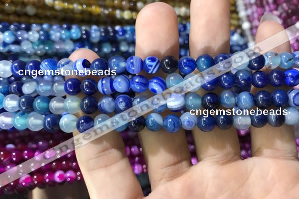 CAA1578 15.5 inches 4mm round banded agate beads wholesale