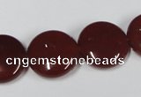 CAA158 15.5 inches 18mm flat round red agate gemstone beads