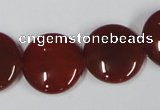 CAA159 15.5 inches 20mm flat round red agate gemstone beads