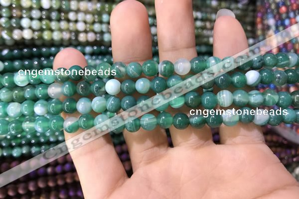 CAA1590 15.5 inches 4mm round banded agate beads wholesale